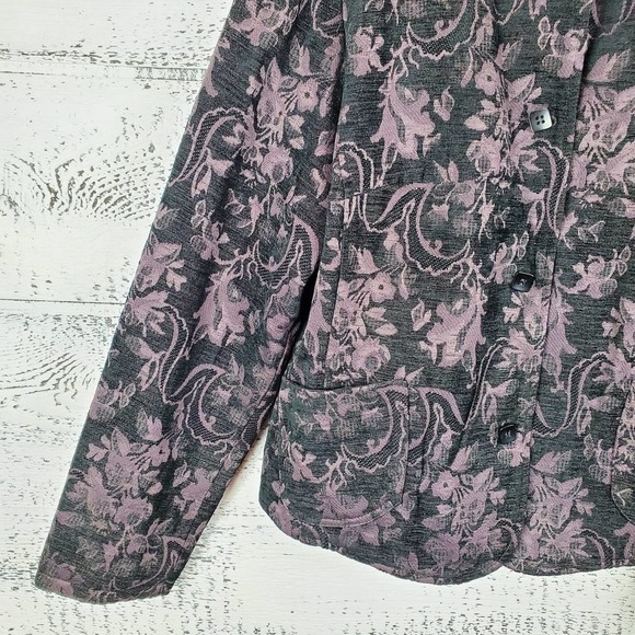 FDJ French Dressing Blazer Floral Jacquard Collared Button Closure Coat - Picture 5 of 12